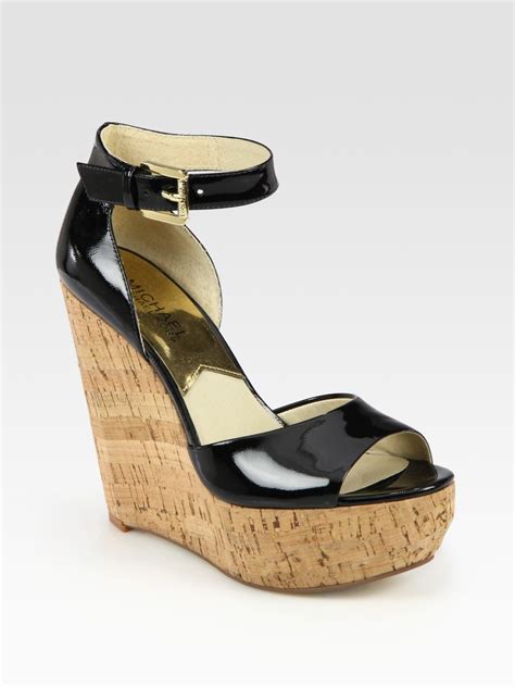 michael kors cork wedges|michael kors black wedge booties.